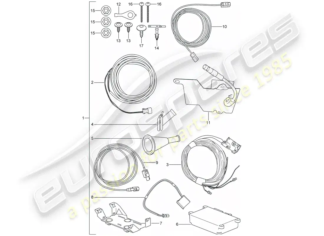 porsche 2013 (tequipment cayenne) kit de instalacion diagrama de piezas