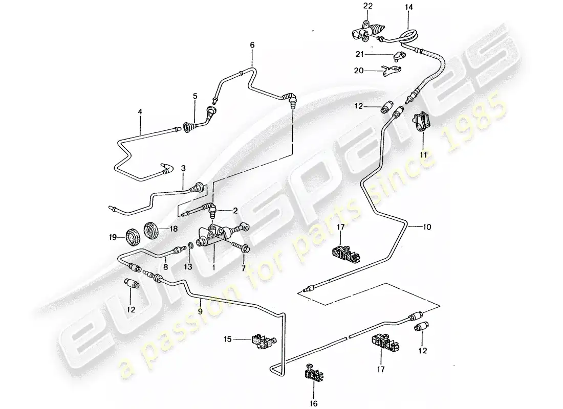 porsche 2004 (996) embrague hidráulico - funcionamiento - cilindro maestro del embrague - tubo/manguera diagrama de piezas