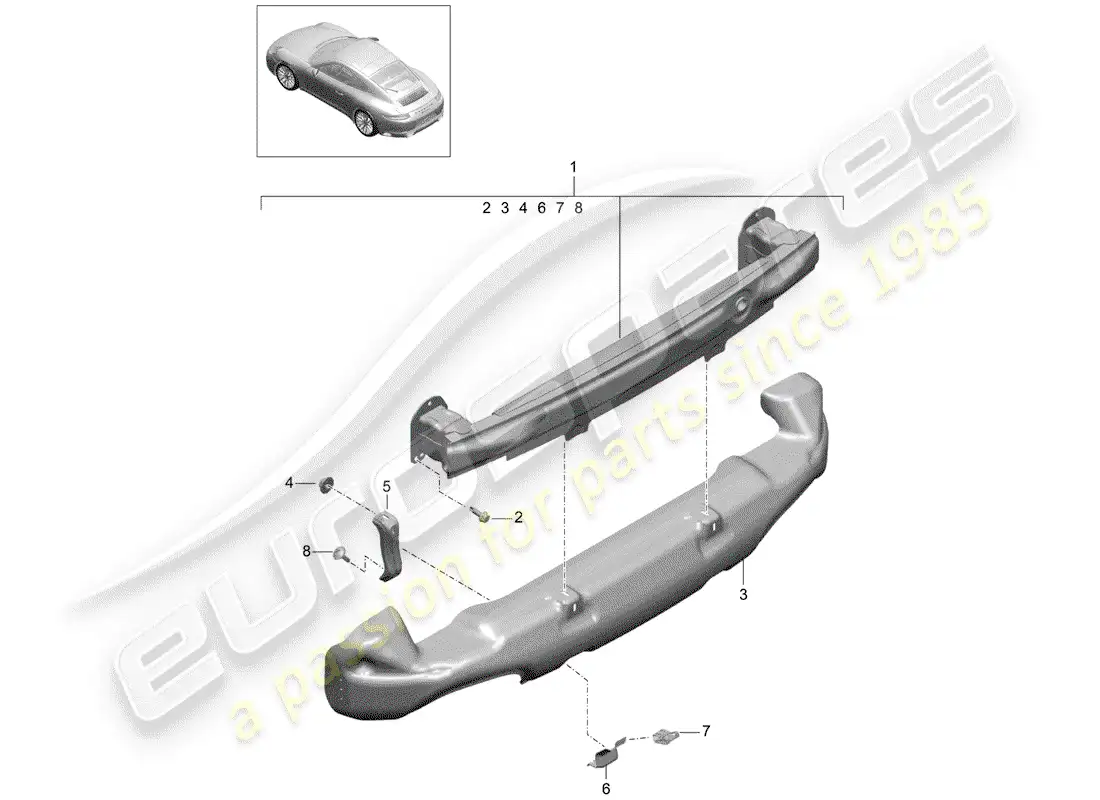 porsche 2020 (991-2) soporte de parachoques diagrama de piezas