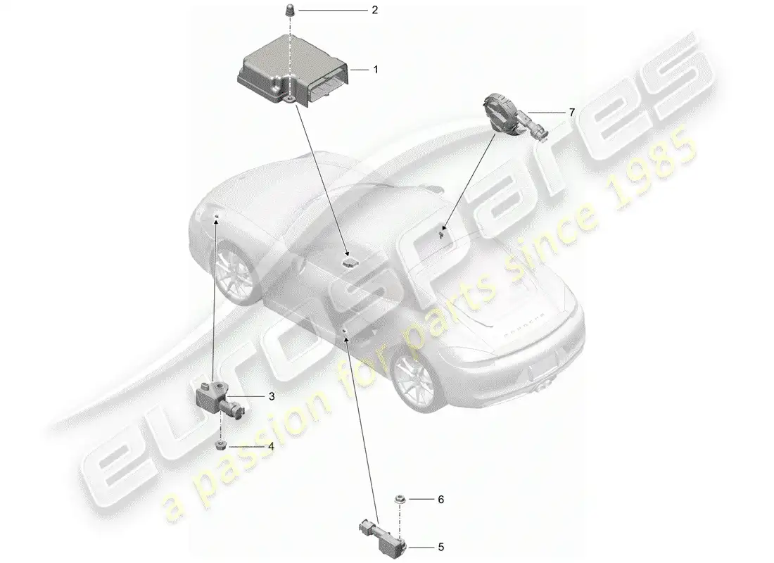 porsche 2015 (981 cayman) módulo de control electrónico diagrama de piezas