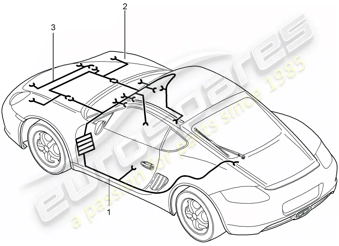 porsche 2007 (987 cayman) cableando arneses diagrama de piezas