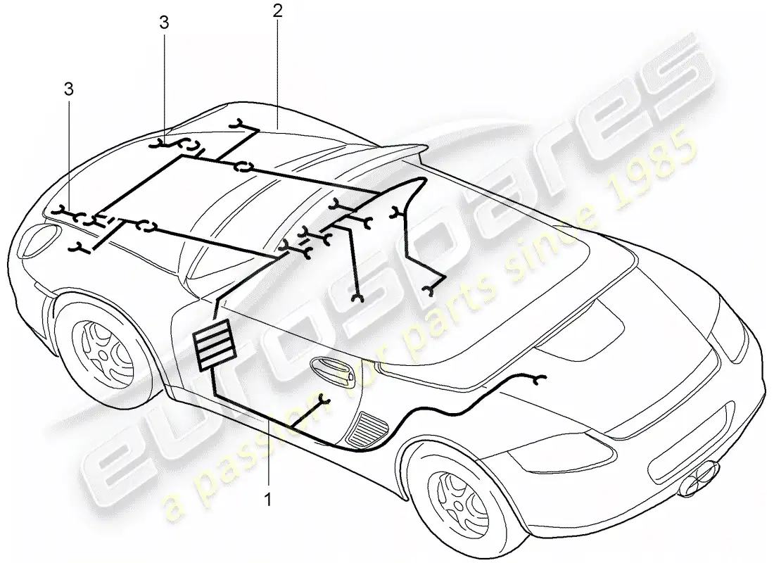 porsche 2012 (987 boxster) cableando arneses diagrama de piezas
