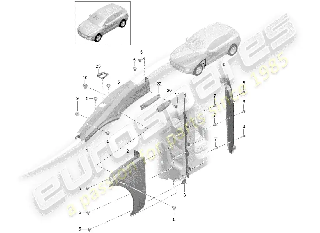 porsche 2014 (macan) defensa diagrama de piezas