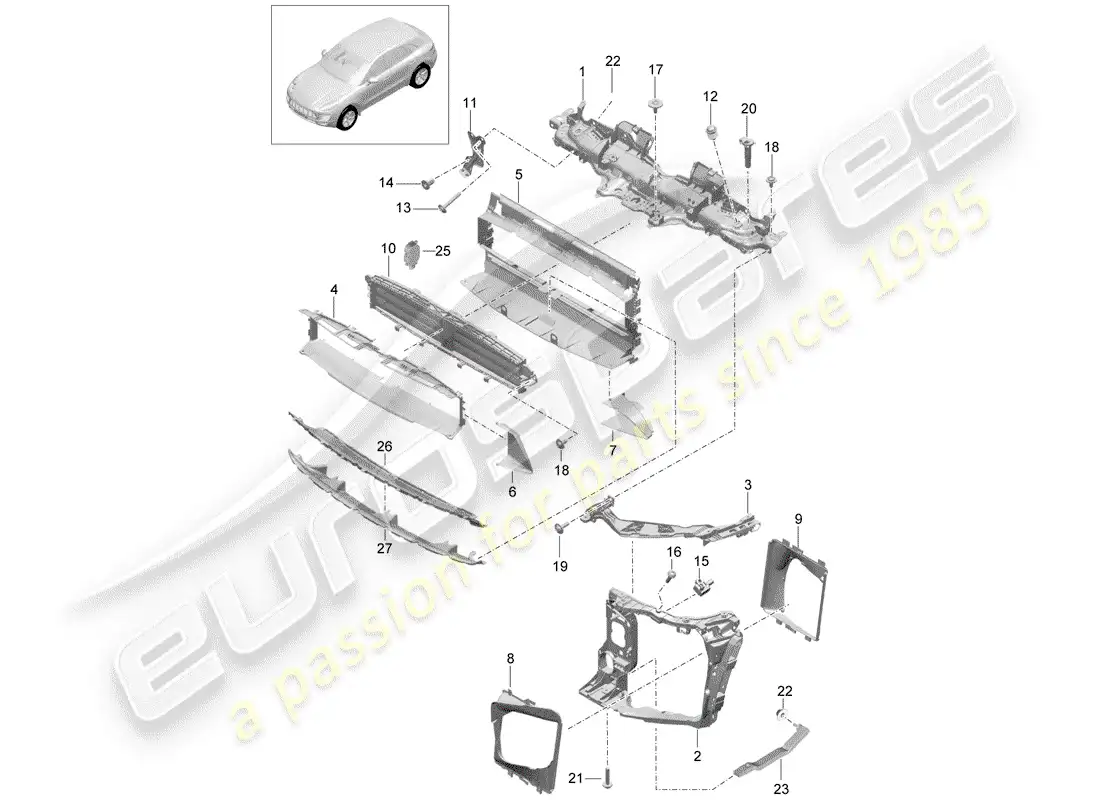 porsche 2016 (macan) soporte diagrama de piezas