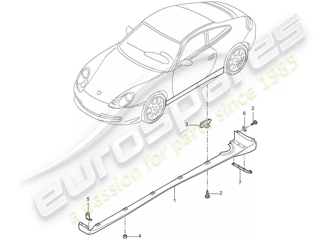 porsche 2005 (996) cubierta de embellecedor - embellecedor de lateral - piezas individuales diagrama de piezas