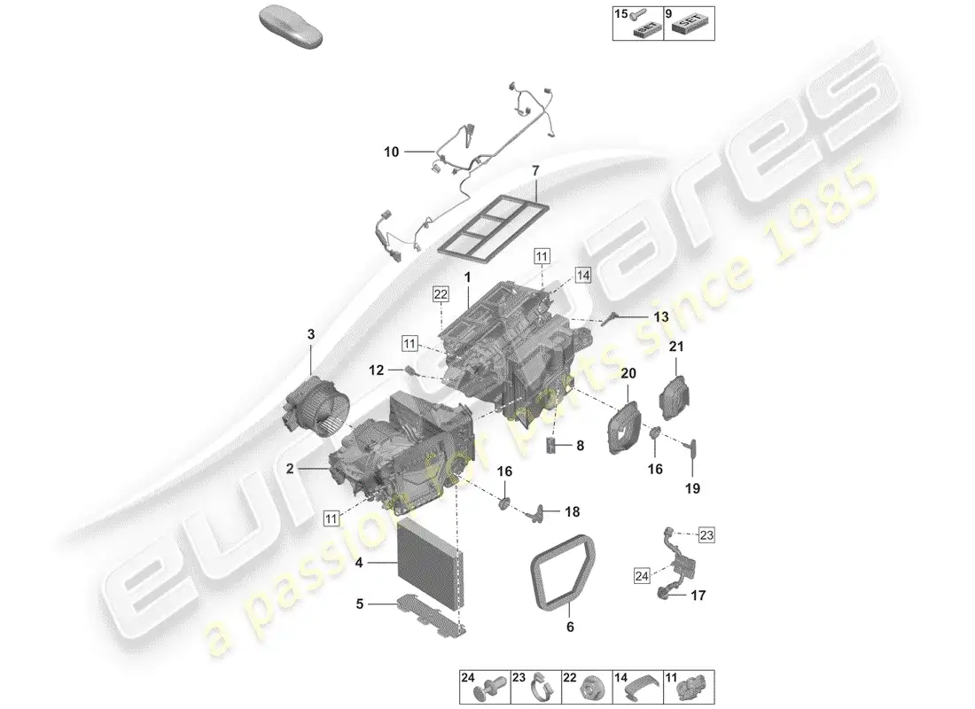 porsche 2020 (992-1) aire acondicionado diagrama de piezas