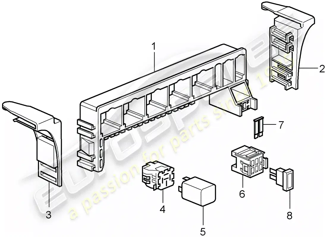 porsche 2006 (987 cayman) caja de fusibles/placa de relés diagrama de piezas