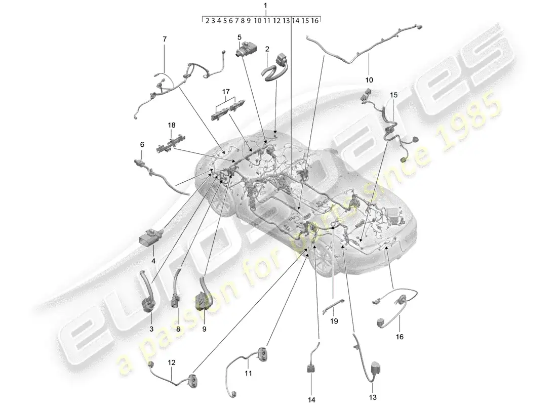 porsche 2014 (981 boxster) cableando arneses diagrama de piezas