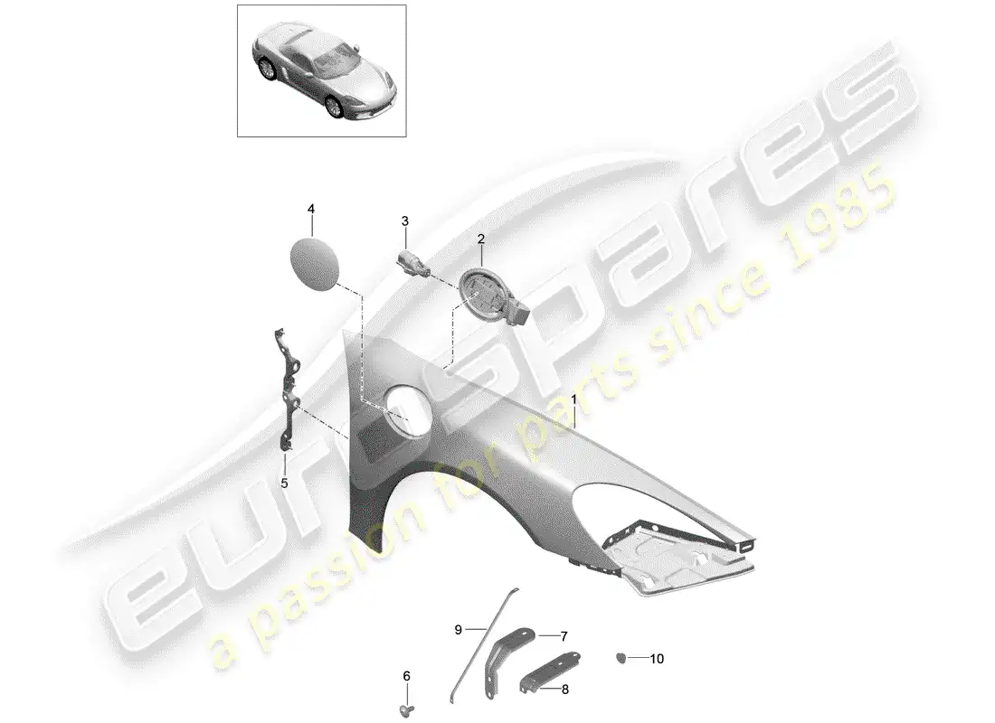 porsche 2017 (718 boxster) defensa diagrama de piezas