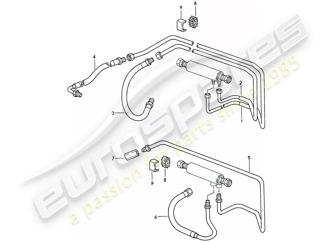 porsche 1986 (928) enfriamiento de combustible diagrama de piezas