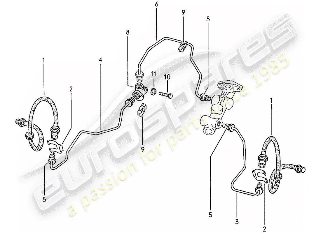 porsche 1978 (924) líneas de freno diagrama de piezas
