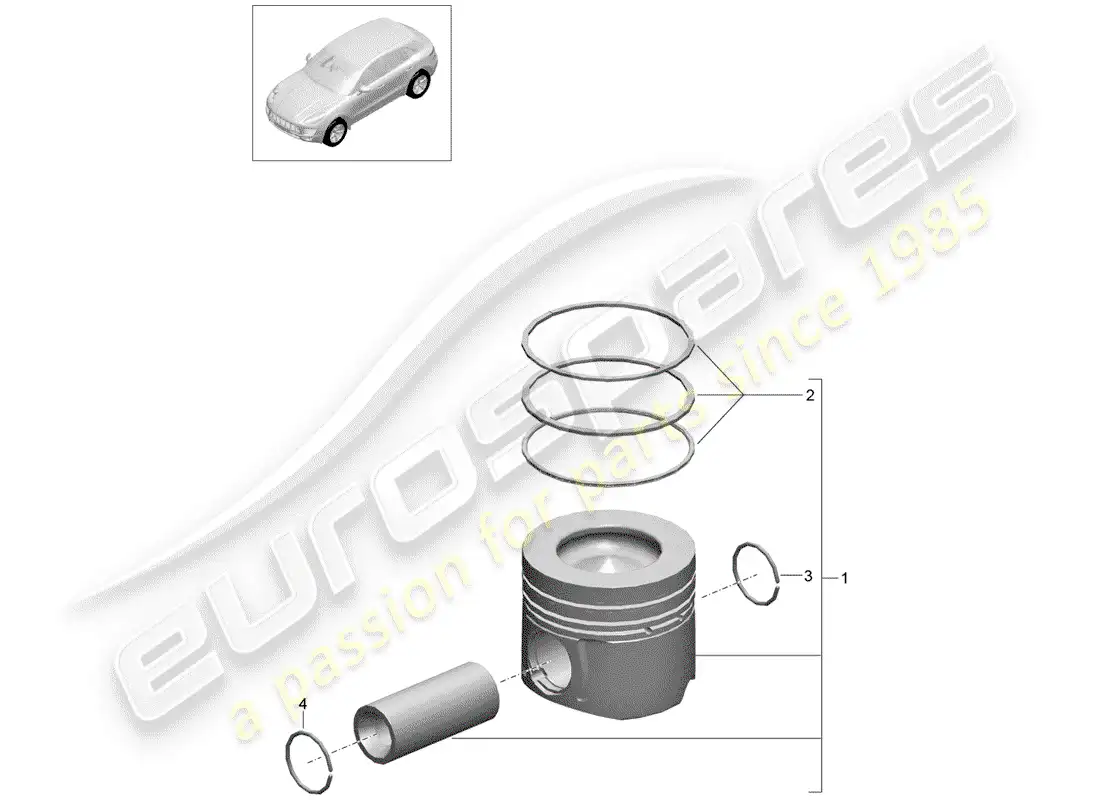 porsche 2016 (macan) pistón diagrama de piezas