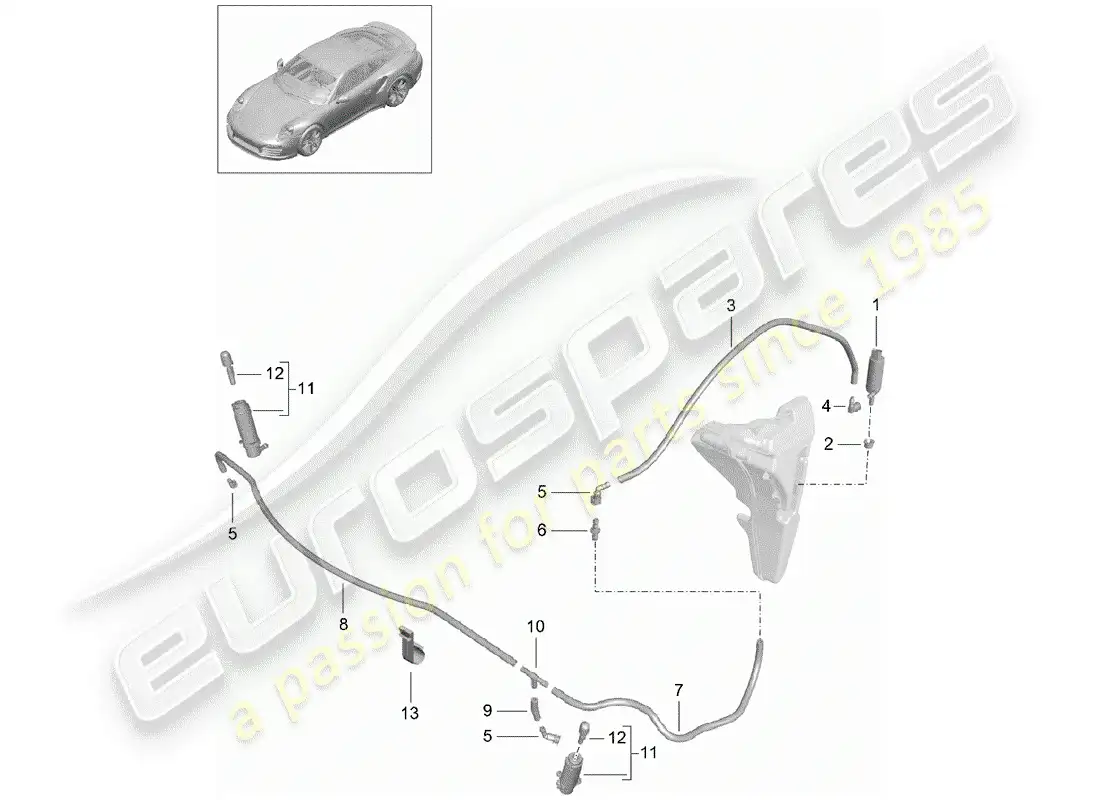porsche 2014 (991-1 turbo) sistema arandela diagrama de piezas