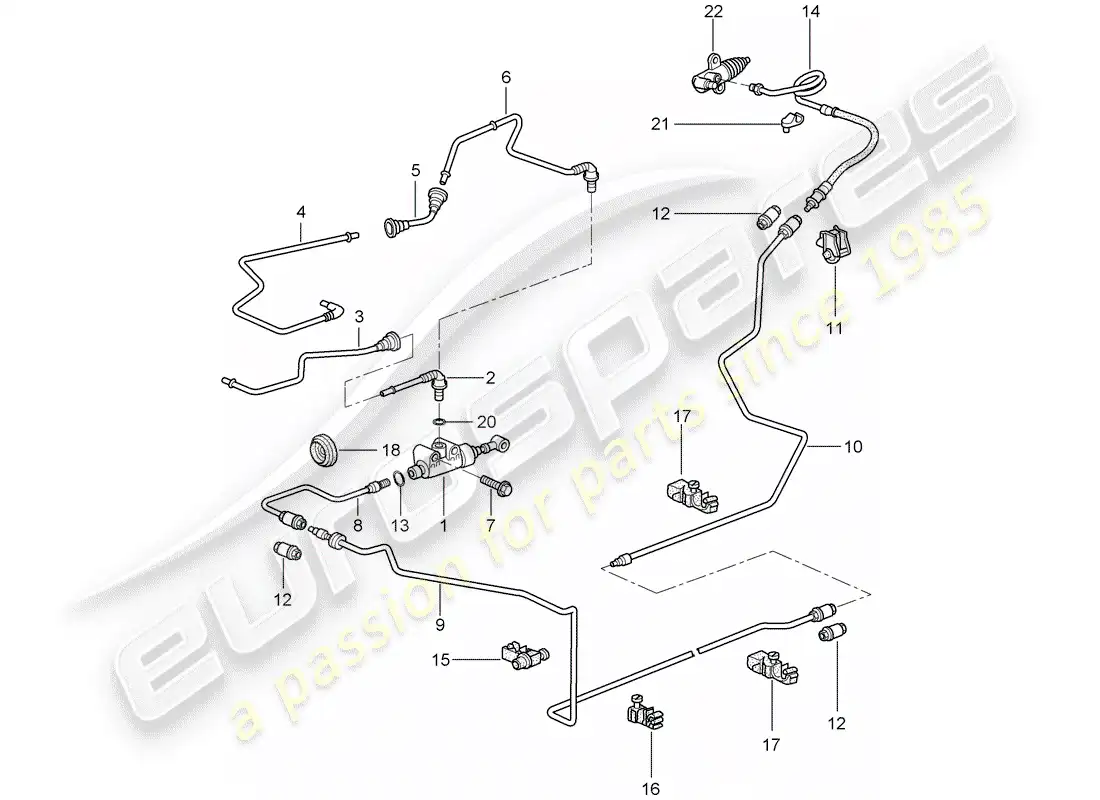 porsche 2008 (997-1 turbo / gt2) embrague hidráulico diagrama de piezas