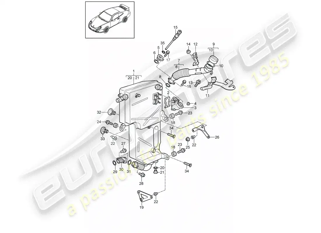 porsche 2011 (997-2 gt3) lubricación del motor diagrama de piezas