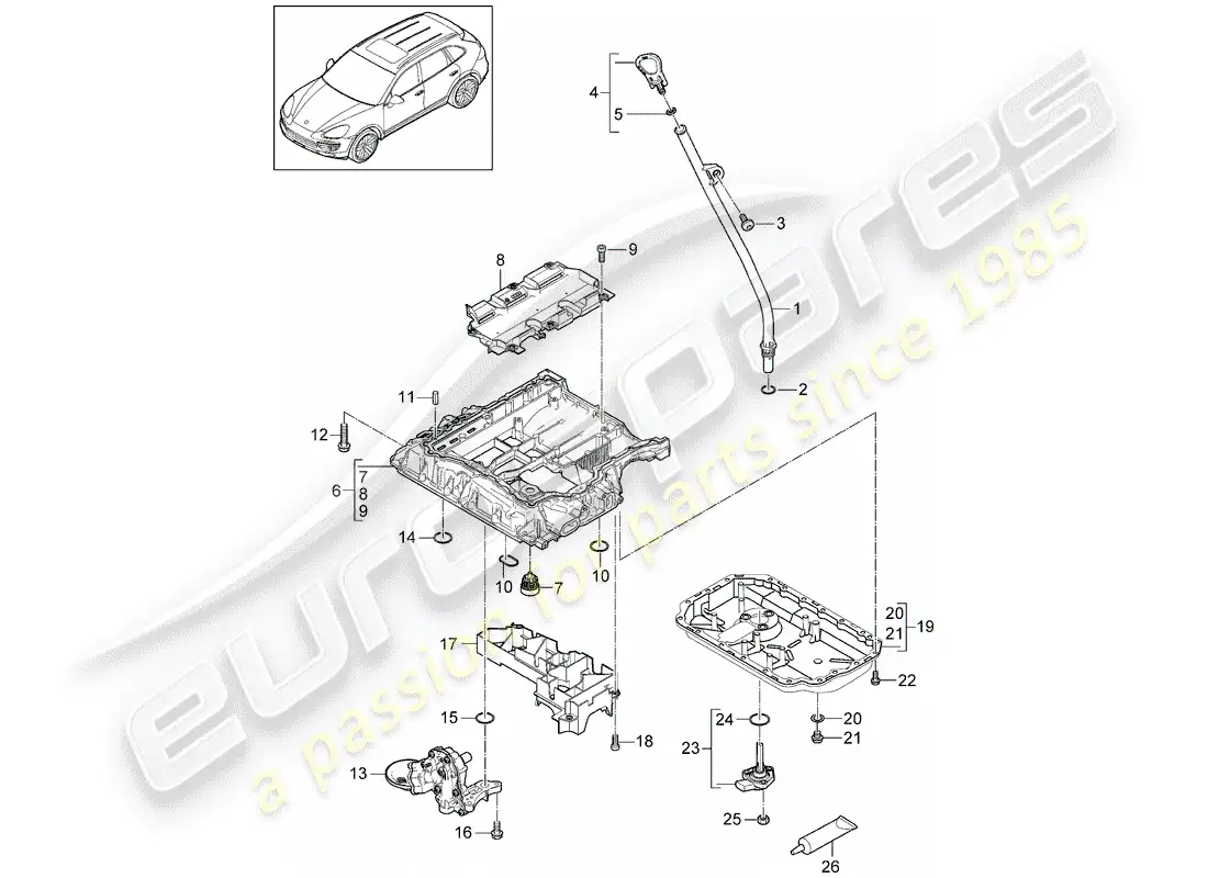 porsche 2013 (cayenne e2 92a) diagrama de piezas de la carcasa conductora de aceite