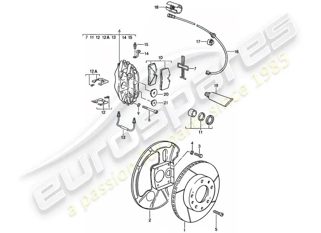 porsche 1985 (928) frenos de disco - eje delantero - pinza fija - d - mj 1986>> - mj 1986 diagrama de piezas