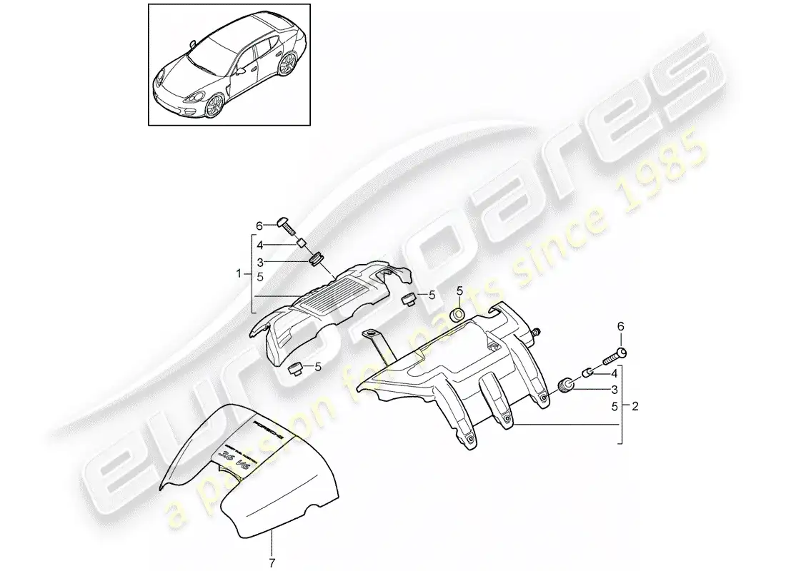 porsche 2013 (panamera 970) cubierta del motor diagrama de piezas
