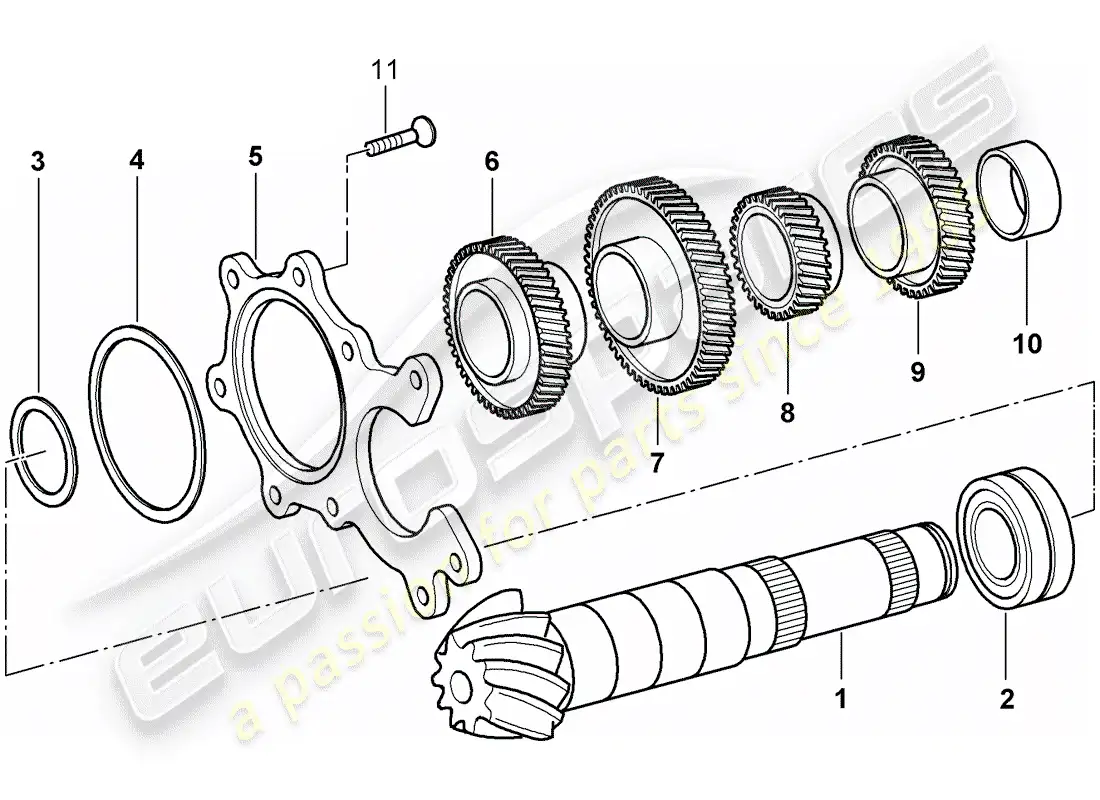 porsche 2004 (986 boxster) engranajes y ejes diagrama de piezas