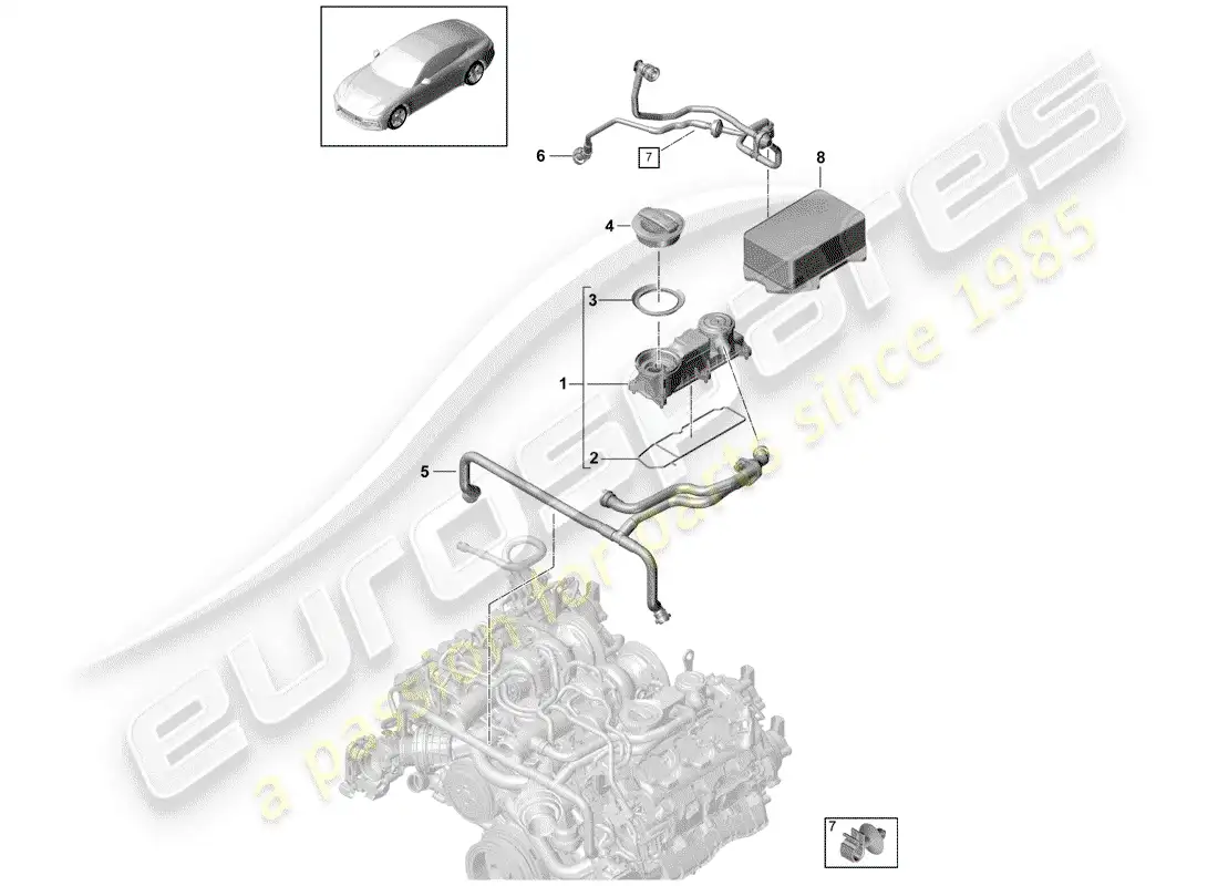 porsche 2020 (panamera 971-1) respiradero del cárter diagrama de piezas