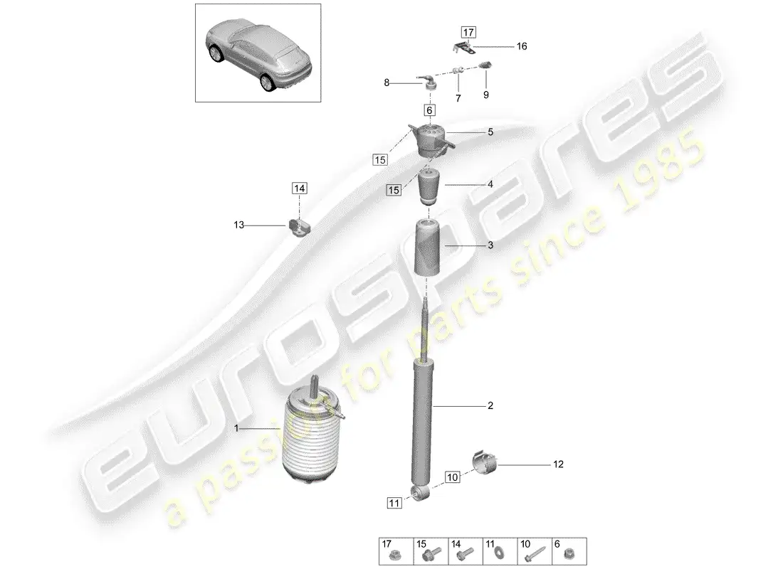 porsche 2019 (macan) suspensión de aire diagrama de piezas