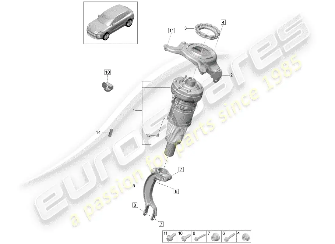 porsche 2019 (macan) suspensión de aire diagrama de piezas