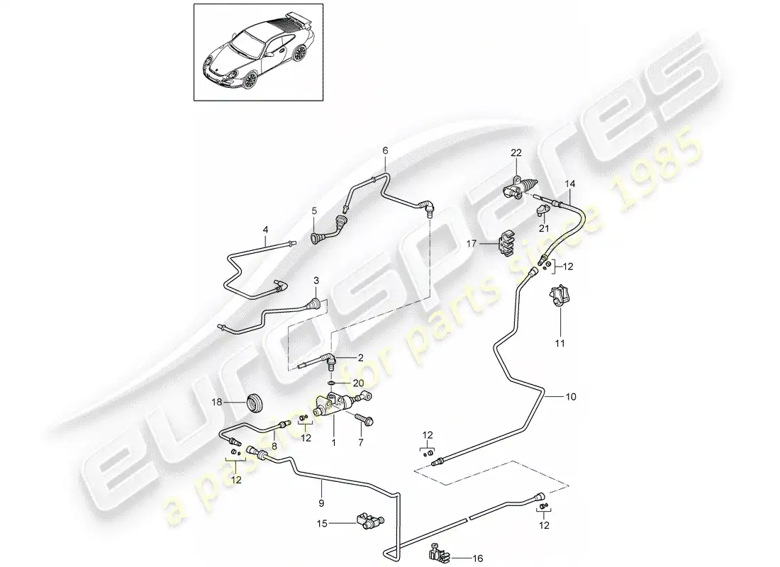 porsche 2010 (997-2 gt3) embrague hidráulico diagrama de piezas