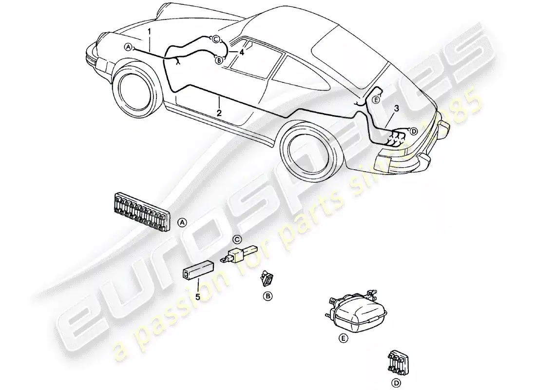 porsche 1983 (911) arneses de cableado - limpiaparabrisas trasero diagrama de piezas