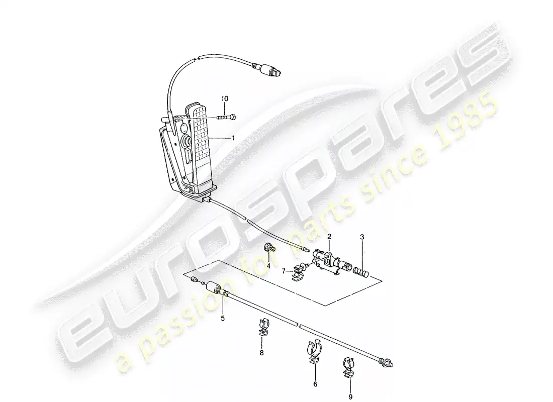 porsche 2001 (996 gt3) pedales - control del acelerador diagrama de piezas