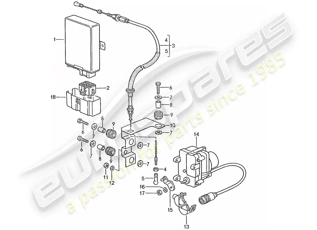 porsche 1990 (928) sistema de control de crucero - d - mj 1988>> diagrama de piezas