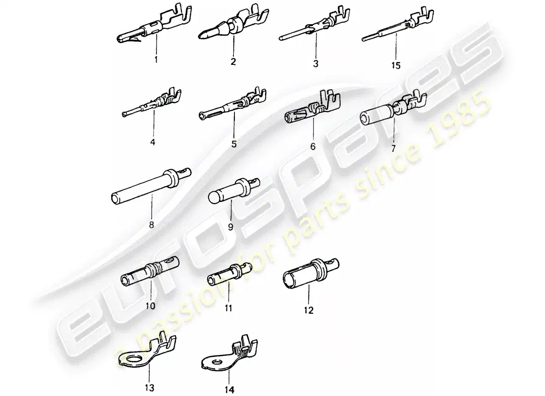 porsche 1990 (964) terminal pin (macho) - pin de contacto - zapato de cable diagrama de piezas