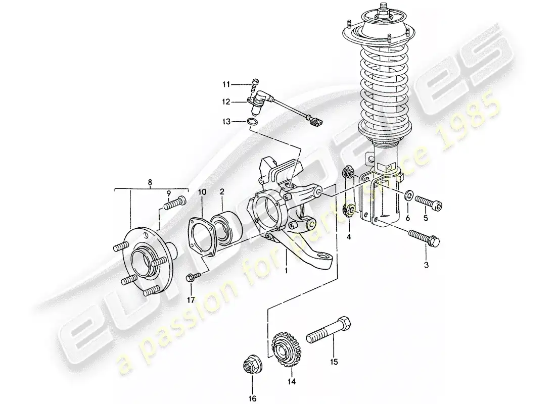 porsche 1996 (993) porta ruedas - cubo de rueda diagrama de piezas