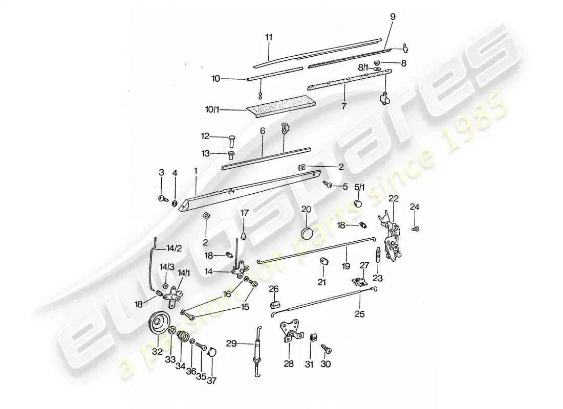 porsche 1975 (911 turbo) piezas de instalación - para - puerta diagrama de piezas