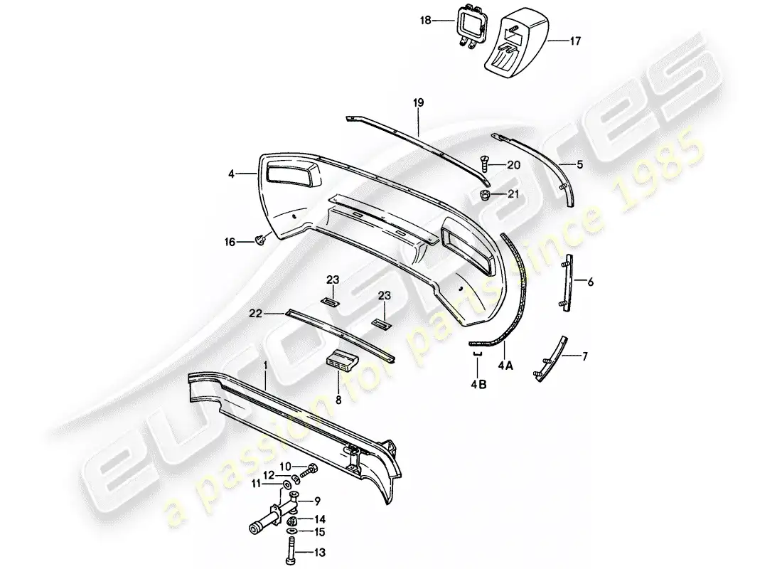 porsche 1979 (928) parachoque diagrama de piezas