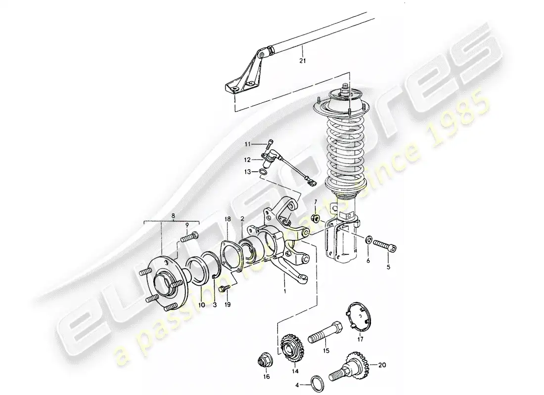 porsche 1991 (964) porta ruedas - cubo de rueda - puntal transversal - ver información técnica - grupo: - 4 10/89 diagrama de piezas