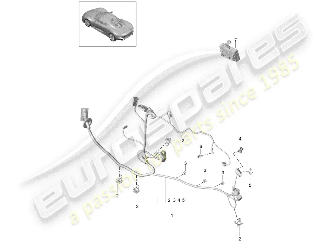 porsche 2015 (918 spyder) cableando arneses diagrama de piezas