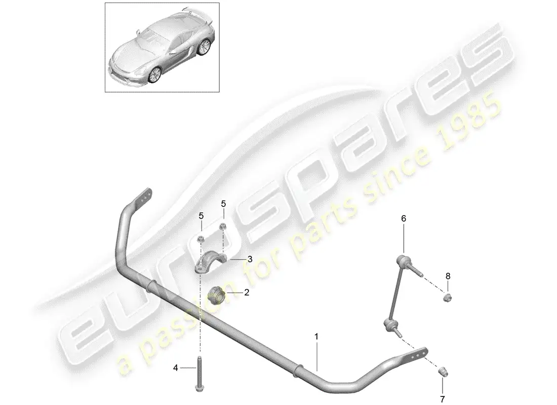 porsche 2016 (981 cayman gt4) diagrama de piezas del estabilizador