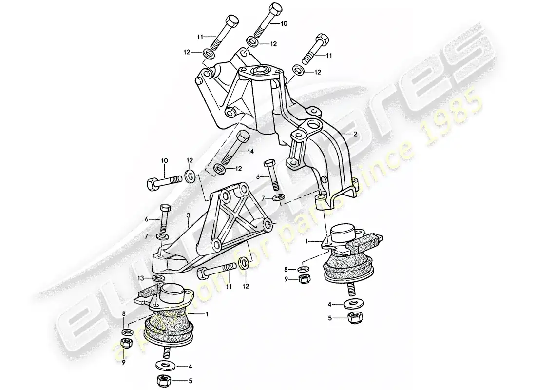 porsche 1986 (944) suspensión del motor diagrama de piezas