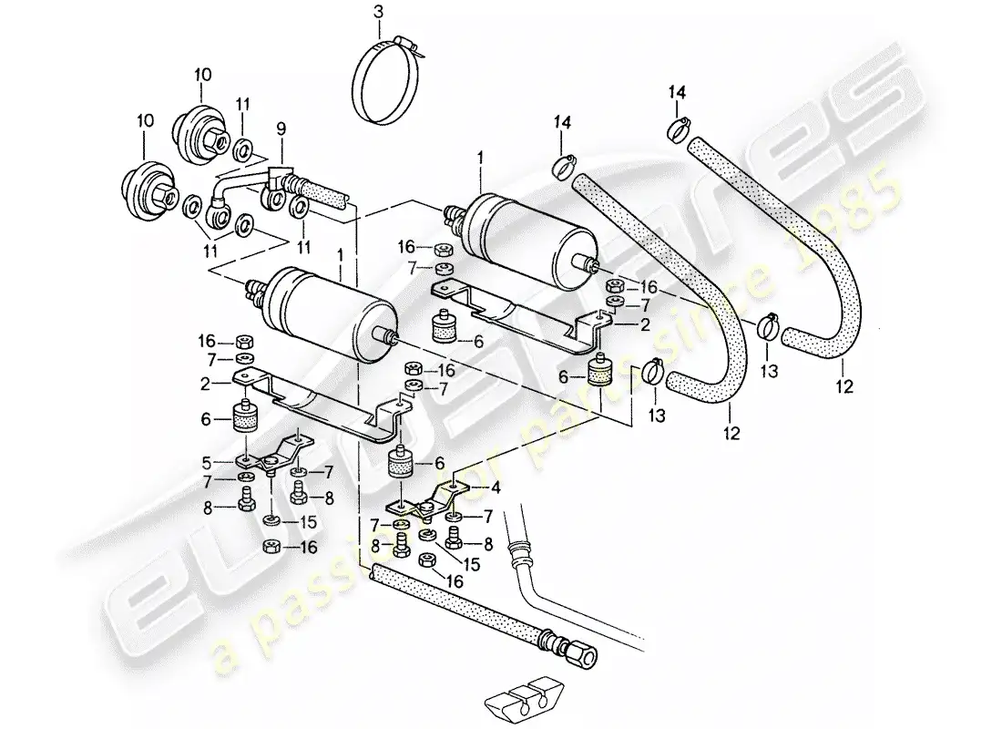 porsche 1988 (959) fuel system diagrama de piezas