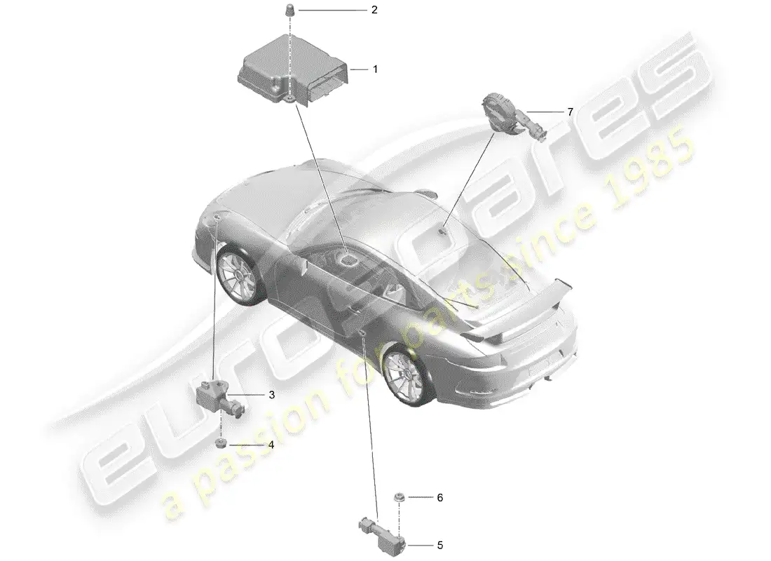 porsche 2017 (991-2 r/gt3/rs) módulo de control electrónico diagrama de piezas