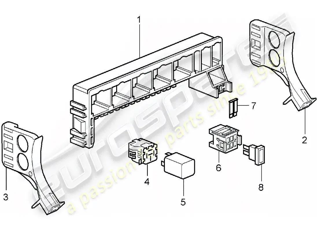 porsche 2008 (987 boxster) caja de fusibles/placa de relés diagrama de piezas