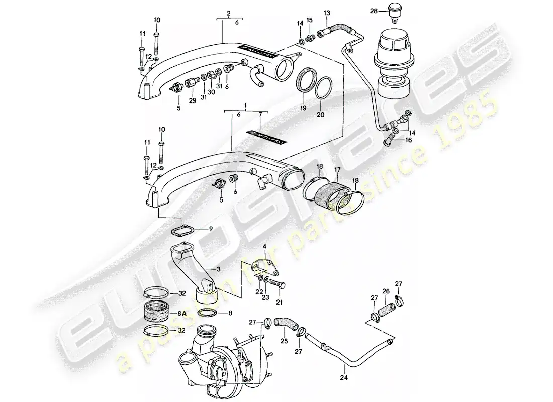 porsche 1981 (924) turbocargación diagrama de piezas