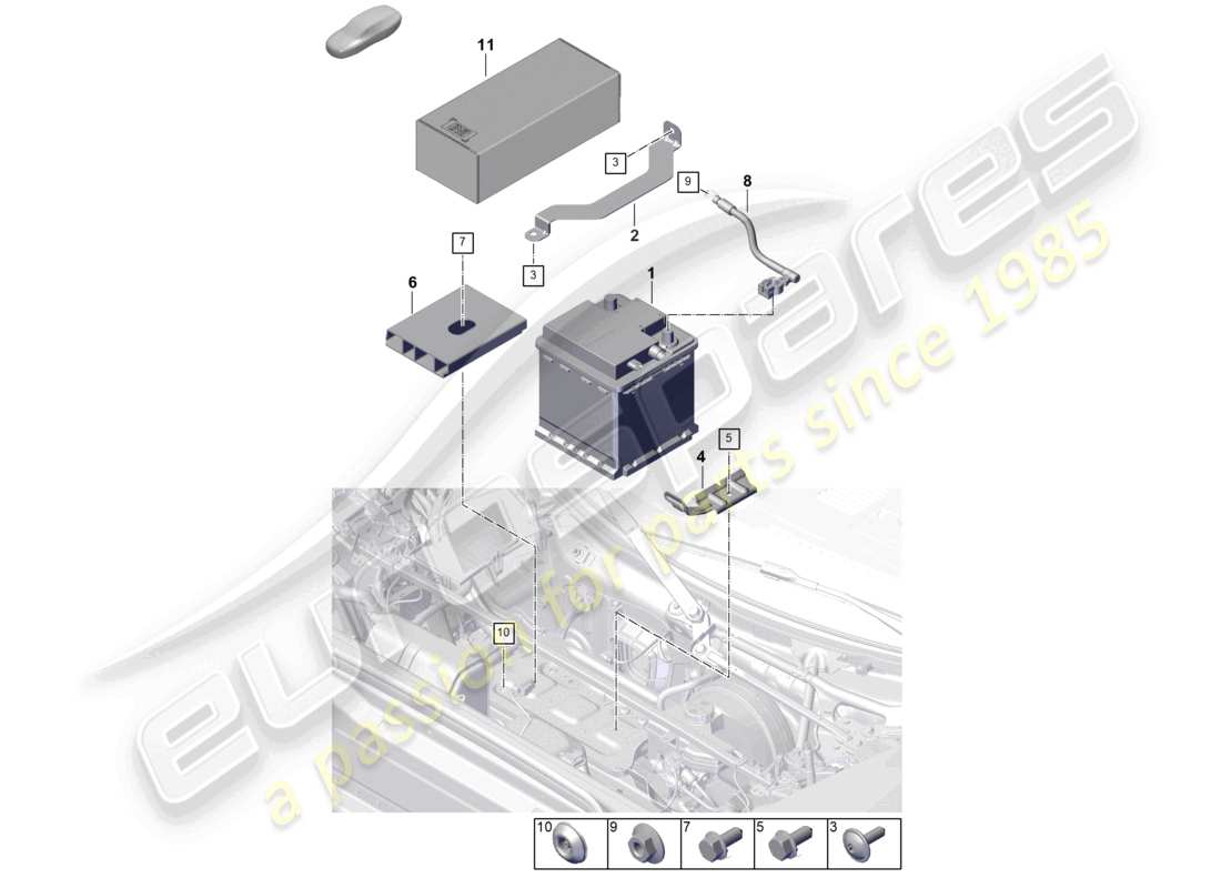 porsche 2026 (992-2 gt3) diagrama de piezas de la batería