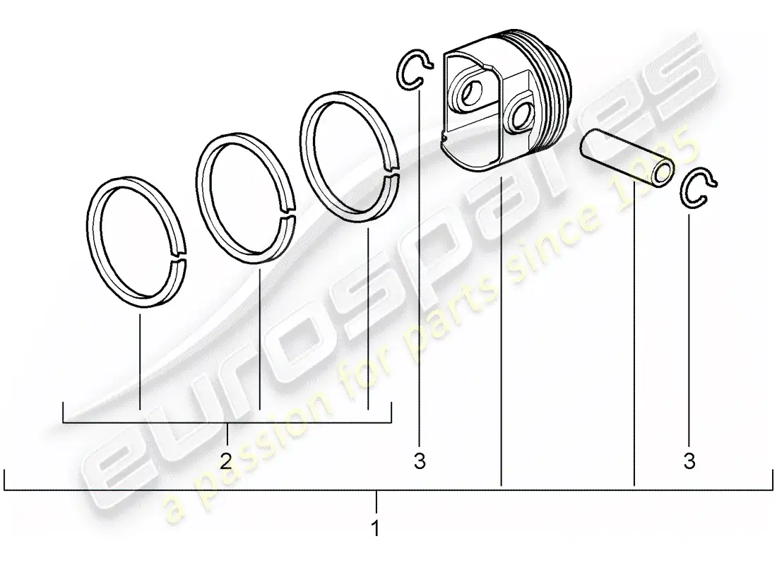 porsche 2007 (987 cayman) pistón diagrama de piezas