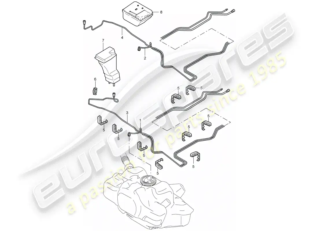 porsche 2007 (987 cayman) fuel system diagrama de piezas