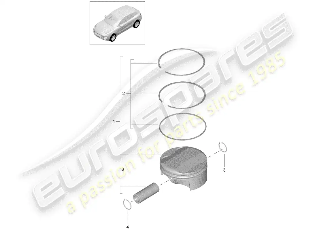 porsche 2017 (macan) pistón diagrama de piezas