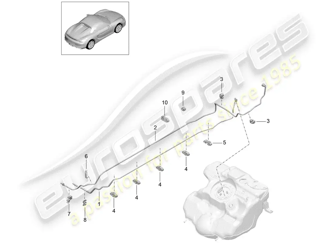 porsche 2016 (981 boxster spyder) fuel system diagrama de piezas