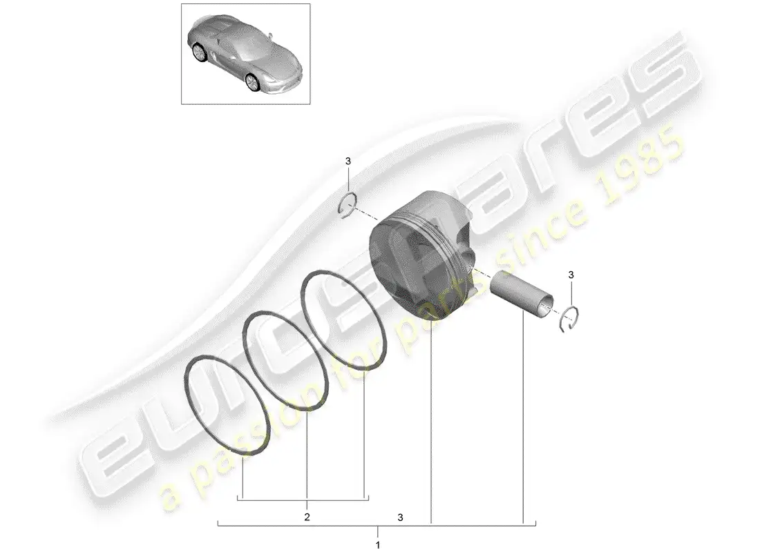 porsche 2016 (981 boxster spyder) pistón diagrama de piezas