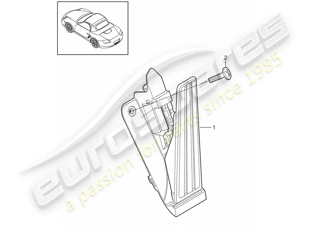 porsche 2009 (987 boxster) pedales diagrama de piezas