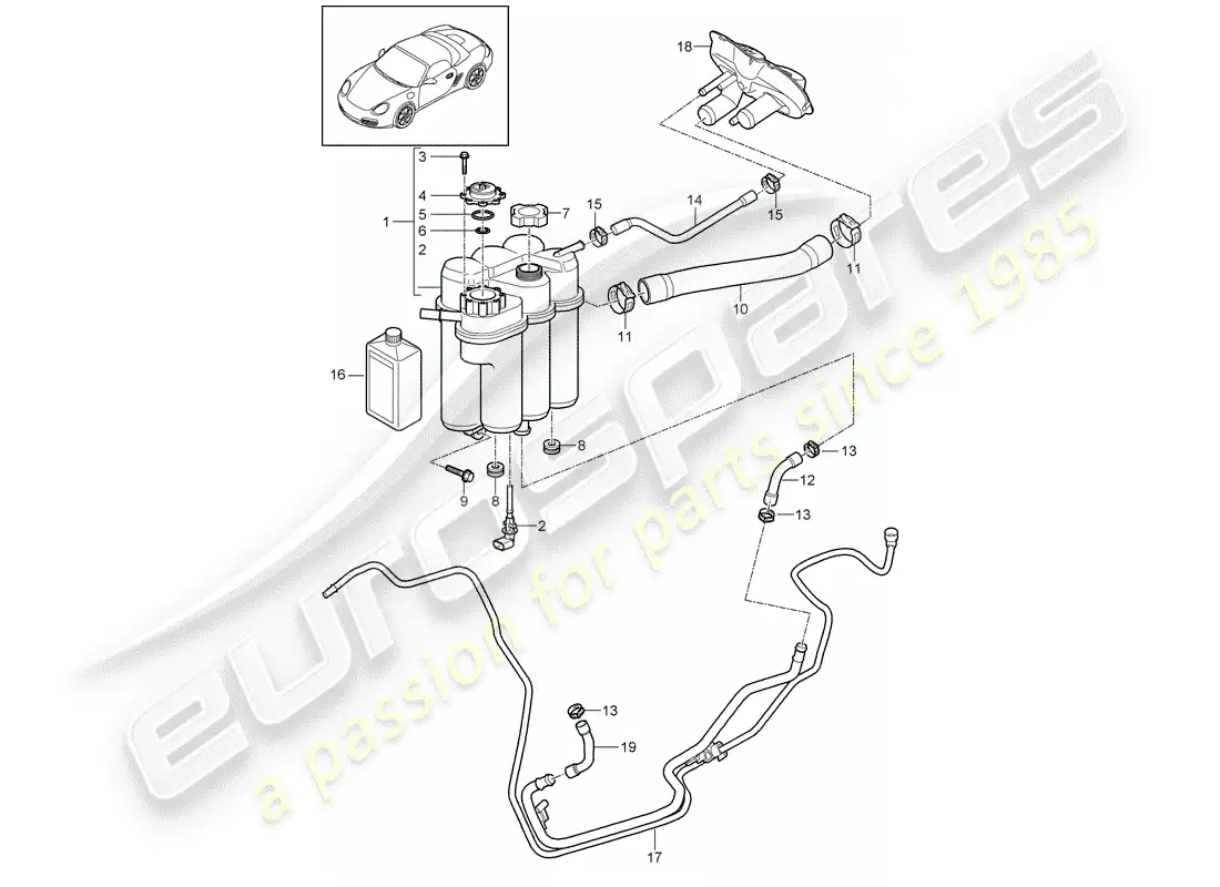 porsche 2011 (987 boxster) water cooling diagrama de piezas
